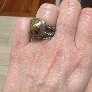 David Yurman Two Tone Albion Ring Gemstone Silver Statement Ring